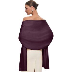Women's Burgund Luxury Silk Satin Scarf Shawl Wrap Elegant And Stylish Accessory